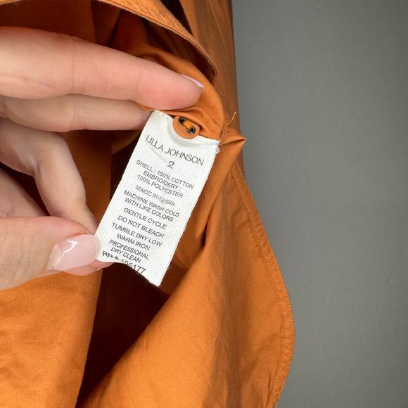 Ulla Johnson Scarlette Tunic Orange Embroidered Size 2 - Picture 6 of 9